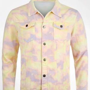 NWT!!! Mens custom tie dye denim jacket; sz 2X (44)